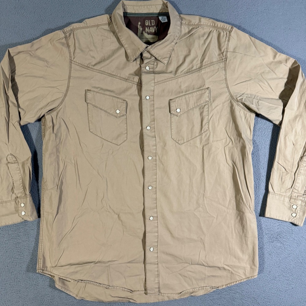 Old Navy‎ Mens XXL Western Pearl Snap Shirt Long Sleeve Button Up Casual Cowboy
